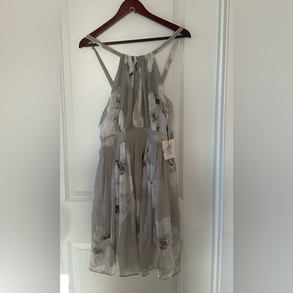 Calvin Klein Collection Gray Floral Midi Dress